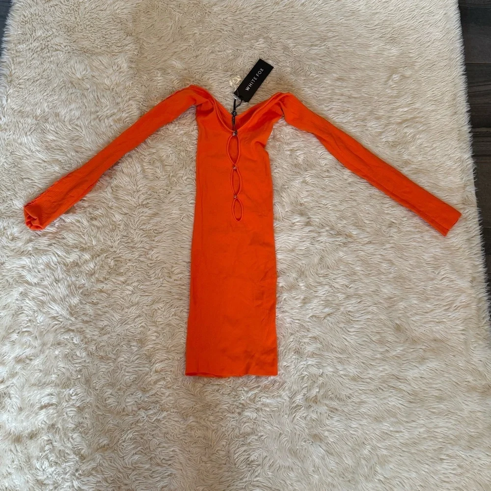 NWT White Fox One of a Kind Mini Dress in Orange - One Size - Picture 4 of 7